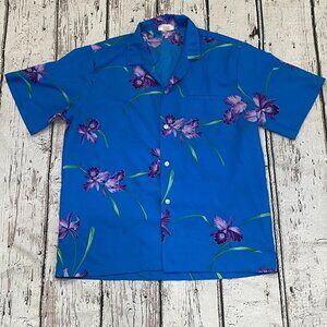 Vintage Hawaiian Floral Button Down 1980s Hawaii Casual Honeymoon Shirt